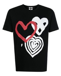 T-shirt à col rond imprimé noir Black Comme Des Garçons