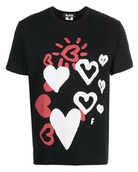 T-shirt à col rond imprimé noir Black Comme Des Garçons