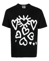 T-shirt à col rond imprimé noir Black Comme Des Garçons