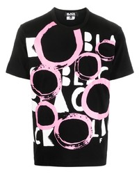 T-shirt à col rond imprimé noir Black Comme Des Garçons