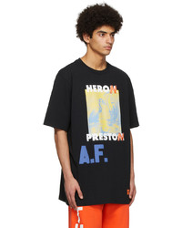 T-shirt à col rond imprimé noir Heron Preston