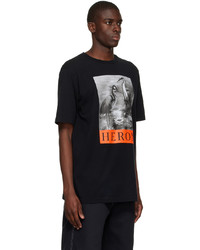 T-shirt à col rond imprimé noir Heron Preston