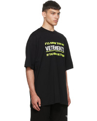 T-shirt à col rond imprimé noir Vetements