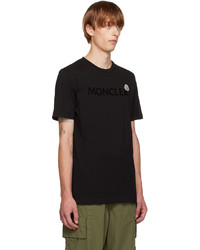 T-shirt à col rond imprimé noir Moncler