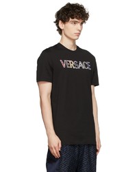 T-shirt à col rond imprimé noir Versace