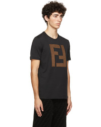 T-shirt à col rond imprimé noir Fendi