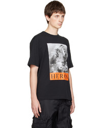 T-shirt à col rond imprimé noir Heron Preston