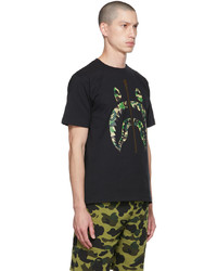 T-shirt à col rond imprimé noir BAPE