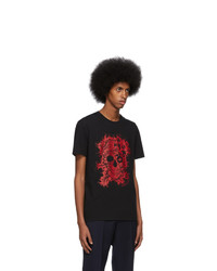 T-shirt à col rond imprimé noir Alexander McQueen