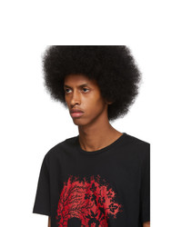 T-shirt à col rond imprimé noir Alexander McQueen