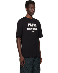 T-shirt à col rond imprimé noir Dries Van Noten