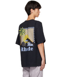 T-shirt à col rond imprimé noir Rhude