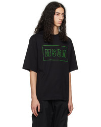 T-shirt à col rond imprimé noir MSGM