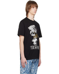 T-shirt à col rond imprimé noir Versace