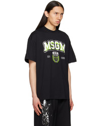 T-shirt à col rond imprimé noir MSGM