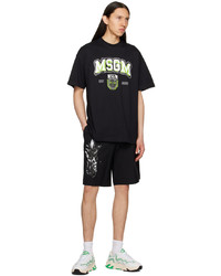 T-shirt à col rond imprimé noir MSGM