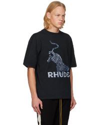 T-shirt à col rond imprimé noir Rhude