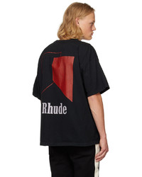 T-shirt à col rond imprimé noir Rhude