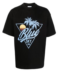 T-shirt à col rond imprimé noir BLUE SKY INN