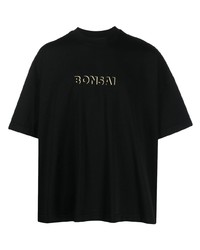 T-shirt à col rond imprimé noir Bonsai