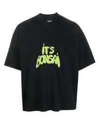 T-shirt à col rond imprimé noir Bonsai