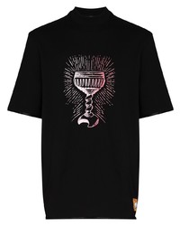 T-shirt à col rond imprimé noir Boramy Viguier