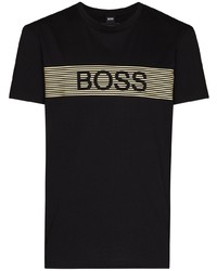 T-shirt à col rond imprimé noir BOSS