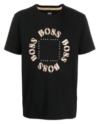 T-shirt à col rond imprimé noir BOSS