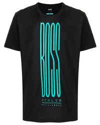 T-shirt à col rond imprimé noir BOSS