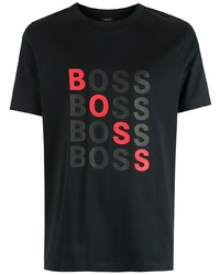 T-shirt à col rond imprimé noir BOSS