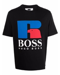 T-shirt à col rond imprimé noir BOSS