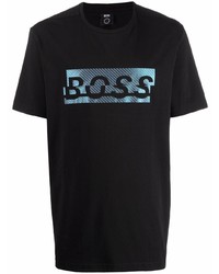 T-shirt à col rond imprimé noir BOSS