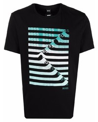 T-shirt à col rond imprimé noir BOSS