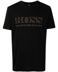 T-shirt à col rond imprimé noir BOSS