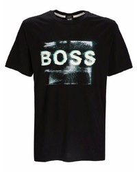 T-shirt à col rond imprimé noir BOSS