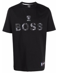 T-shirt à col rond imprimé noir BOSS