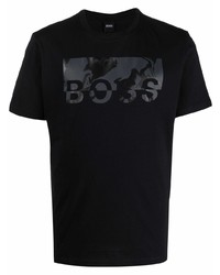T-shirt à col rond imprimé noir BOSS