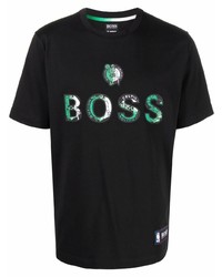 T-shirt à col rond imprimé noir BOSS