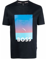 T-shirt à col rond imprimé noir BOSS