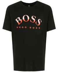 T-shirt à col rond imprimé noir BOSS