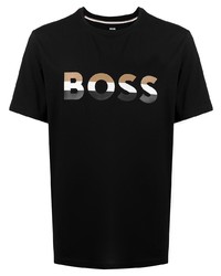 T-shirt à col rond imprimé noir BOSS