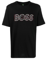 T-shirt à col rond imprimé noir BOSS