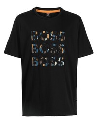 T-shirt à col rond imprimé noir BOSS