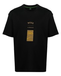 T-shirt à col rond imprimé noir BOSS