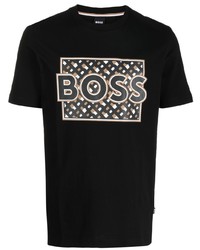 T-shirt à col rond imprimé noir BOSS