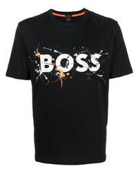 T-shirt à col rond imprimé noir BOSS