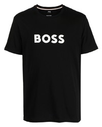 T-shirt à col rond imprimé noir BOSS