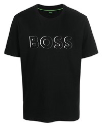 T-shirt à col rond imprimé noir BOSS