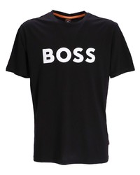 T-shirt à col rond imprimé noir BOSS