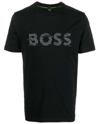 T-shirt à col rond imprimé noir BOSS